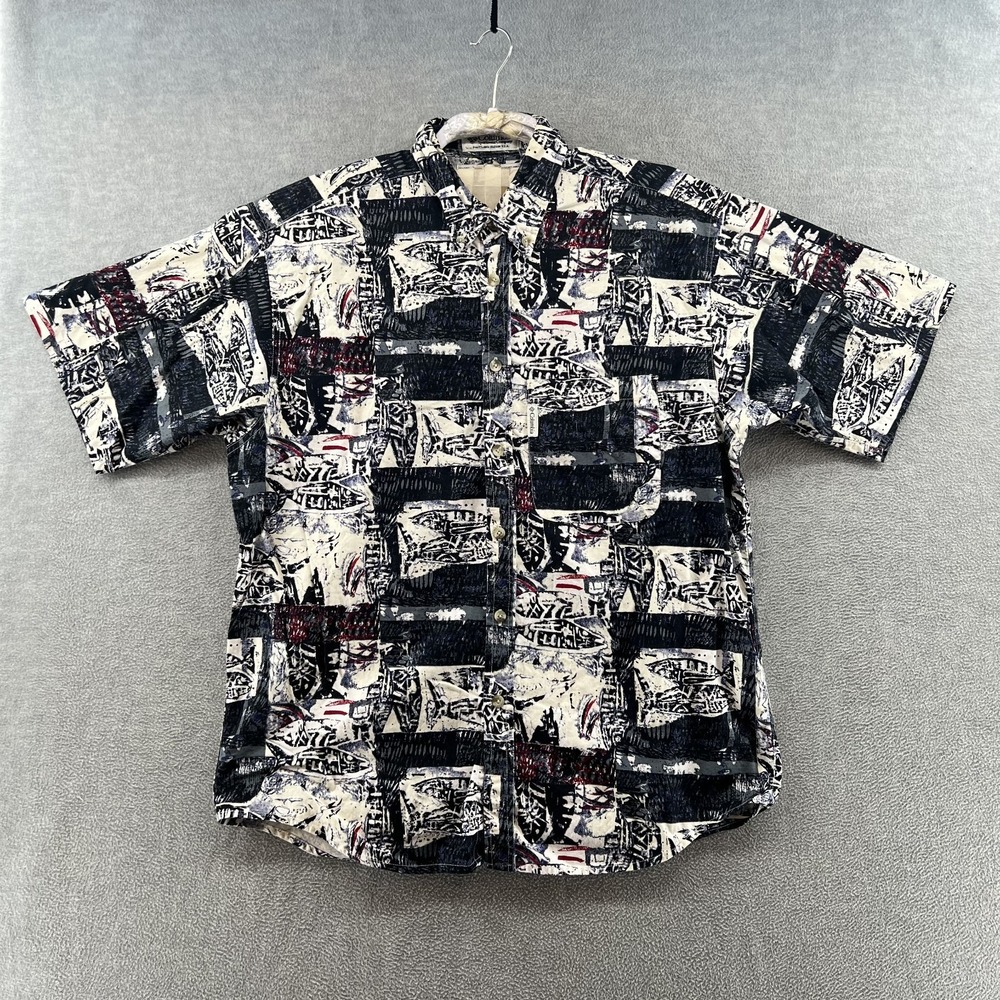 Columbia Mens Size M Button Down Hawaiian Surf Board AOP Short Sleeve Vacation